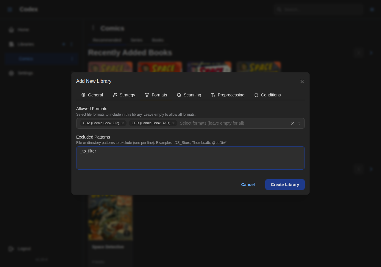Add Library - Manga Formats