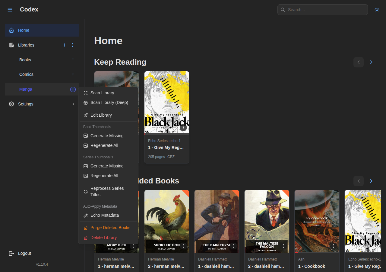 Library Sidebar - Plugin Dropdown