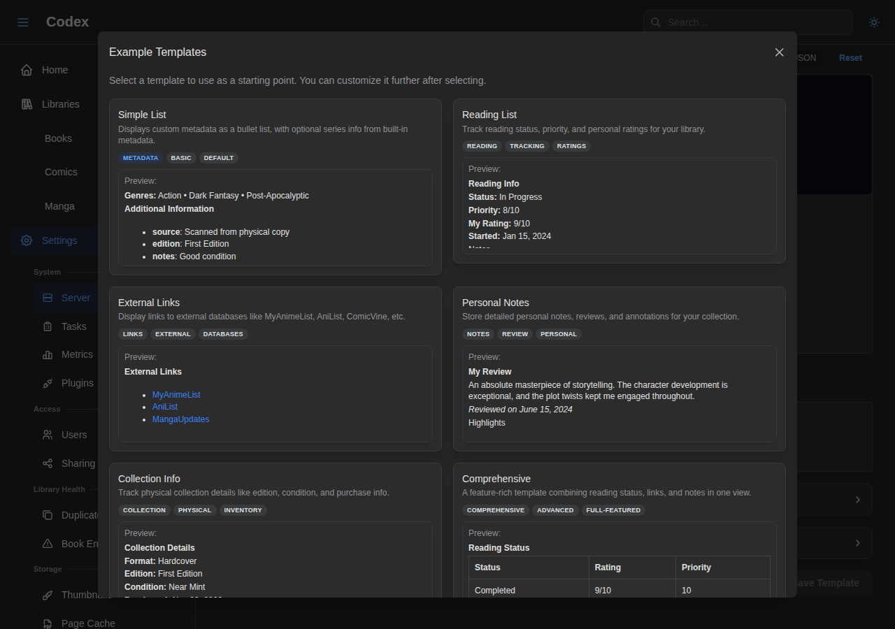 Custom Metadata Templates